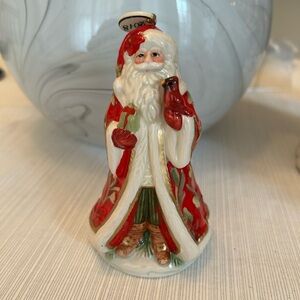 2018 Fitz and Floyd Cardinal Christmas Dated Santa Bell Ornament